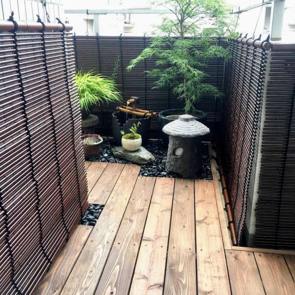 マンションベランダに和風坪庭を 横浜市 施工事例 外構 お庭工事 デザイン 風知蒼