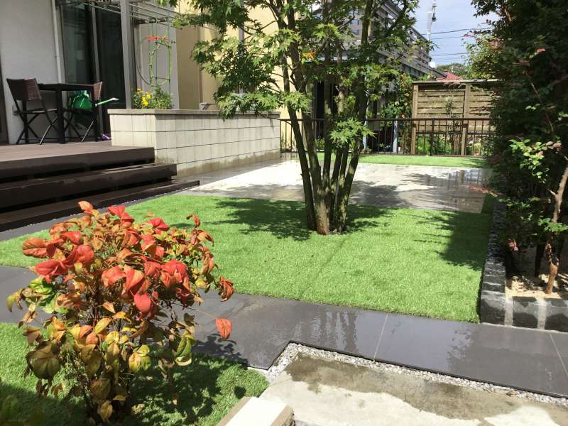 人工芝のあるお庭横浜市 施工事例 外構 お庭工事 デザイン 風知蒼